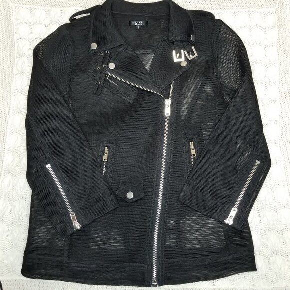 Luxe Moda mesh moto style jacket black size S small 3/4 sleeve zippers summer T - Picture 9 of 9